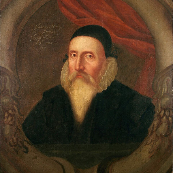 Portrait of John Dee. According to Charlotte Fell Smith, this portrait was painted when Dee was 67. It belonged to his grandson Rowland Dee and later to Elias Ashmole, who left it to Oxford University.