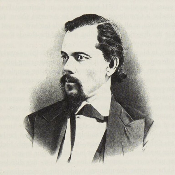 A black-and-white studio portrait photograph from the 1870s of Paschal Beverly Randolph. He is an African-American man with short, curly dark hair, a full beard, and a mustache. He is dressed in a dark, formal Victorian suit coat, vest, and a white collared shirt with a dark bow tie, looking directly into the camera with an intense, intelligent expression