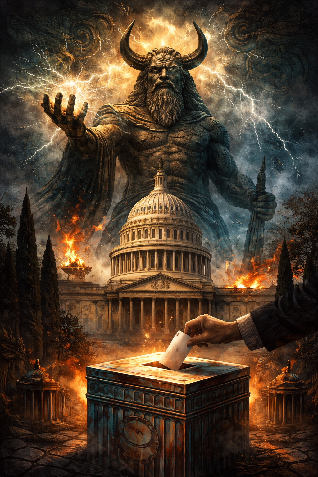 Storm god and democracy collide